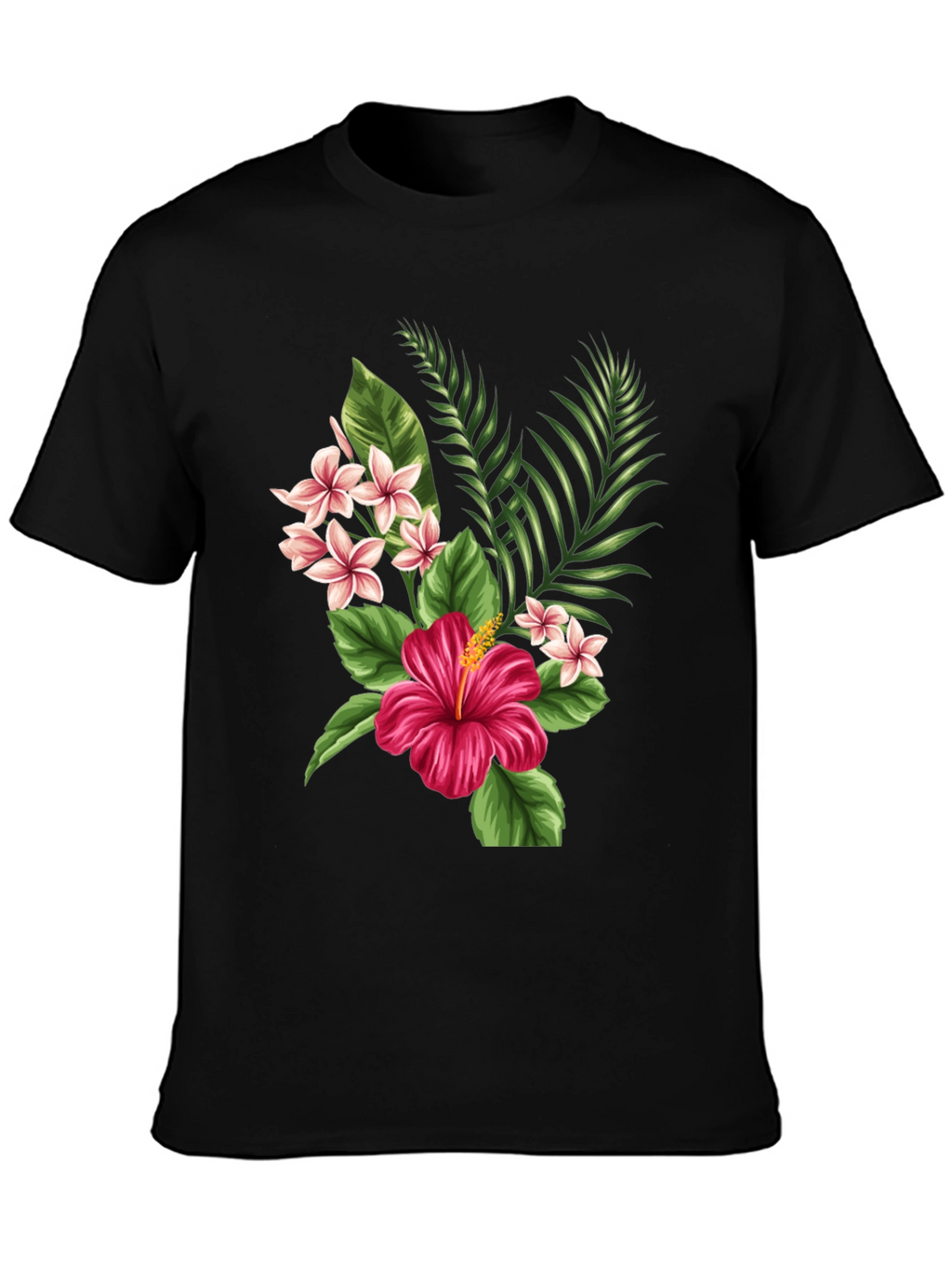 Tropical Floral Graphic Black T-Shirt