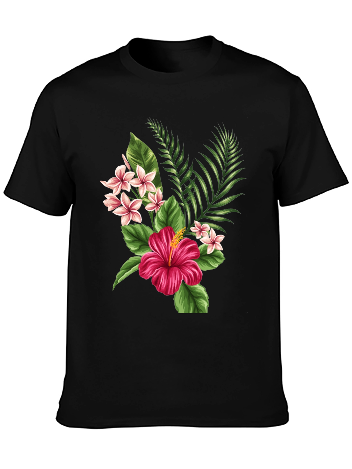 Tropical Floral Graphic Black T-Shirt