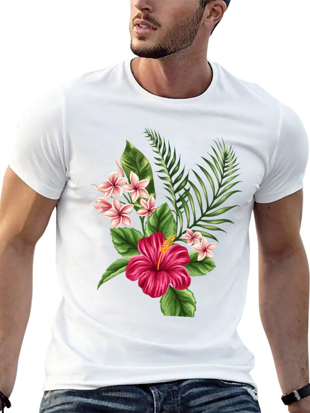 Tropical Floral Graphic Black T-Shirt