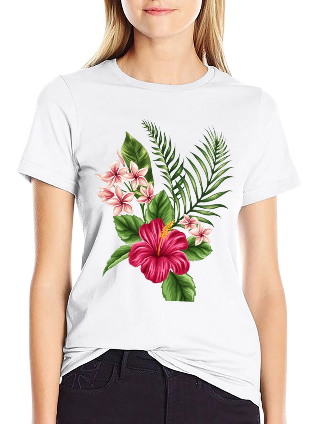 Tropical Floral Graphic Black T-Shirt