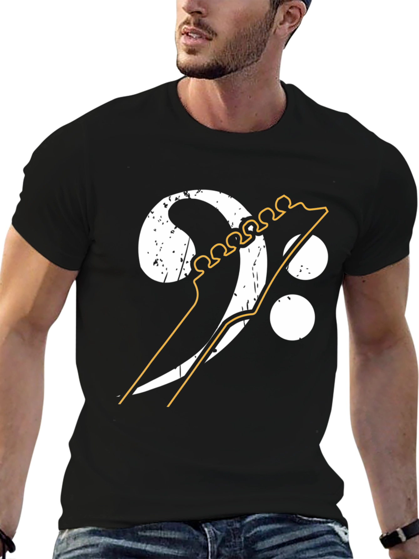 Bass Clef Guitar Graphic Tee - Music Lover Shirt