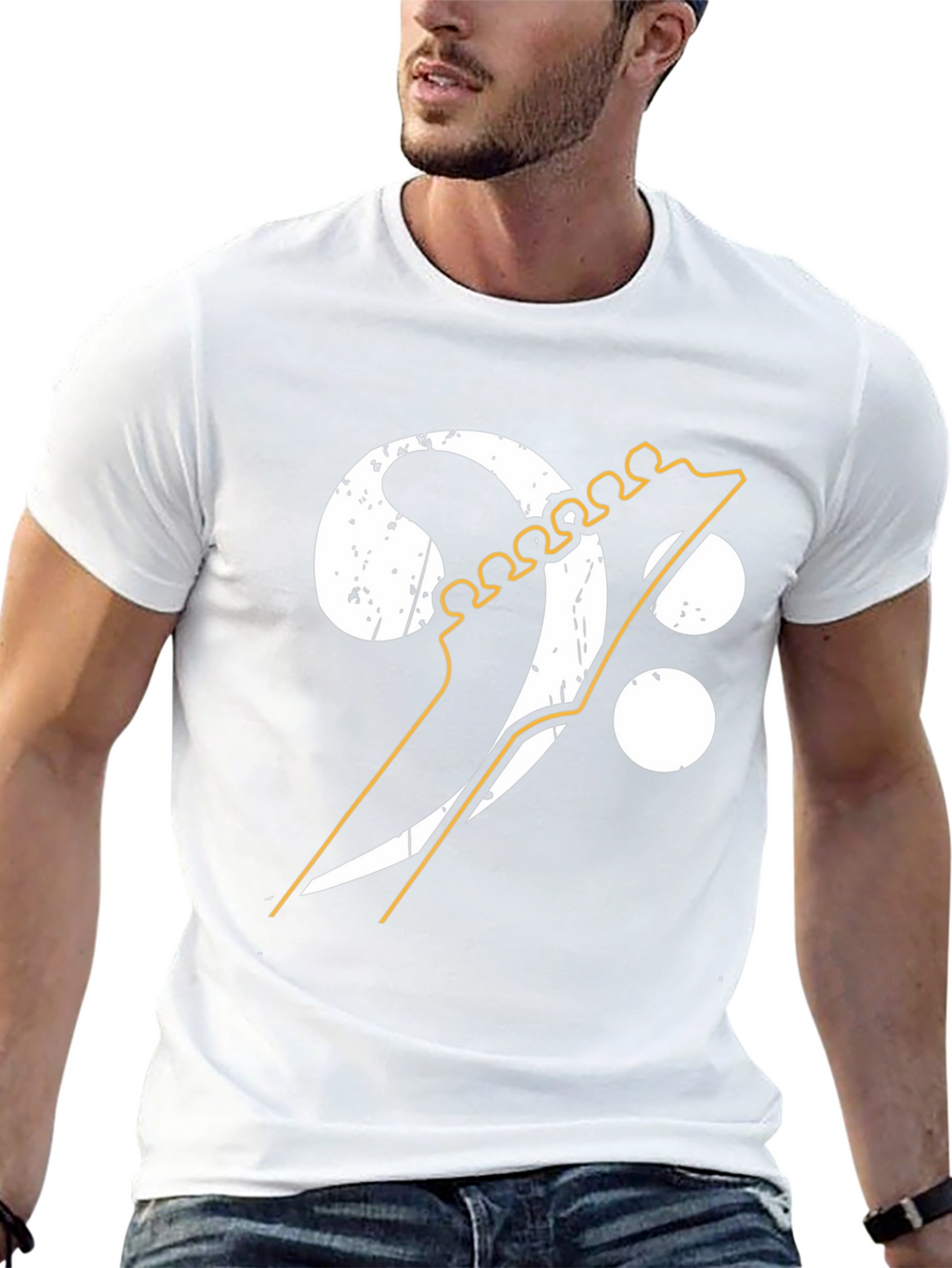 Bass Clef Guitar Graphic Tee - Music Lover Shirt