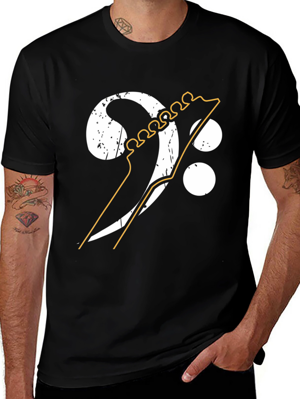 Bass Clef Guitar Graphic Tee - Music Lover Shirt