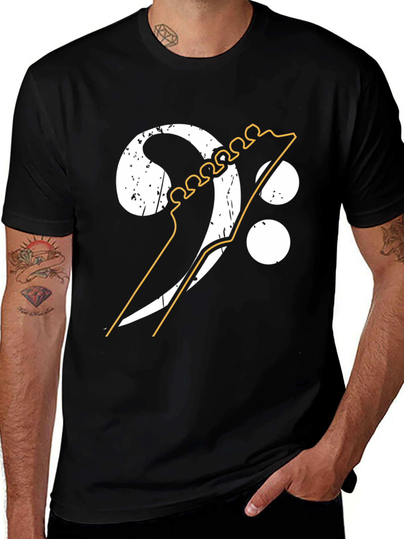 Bass Clef Guitar Graphic Tee - Music Lover Shirt