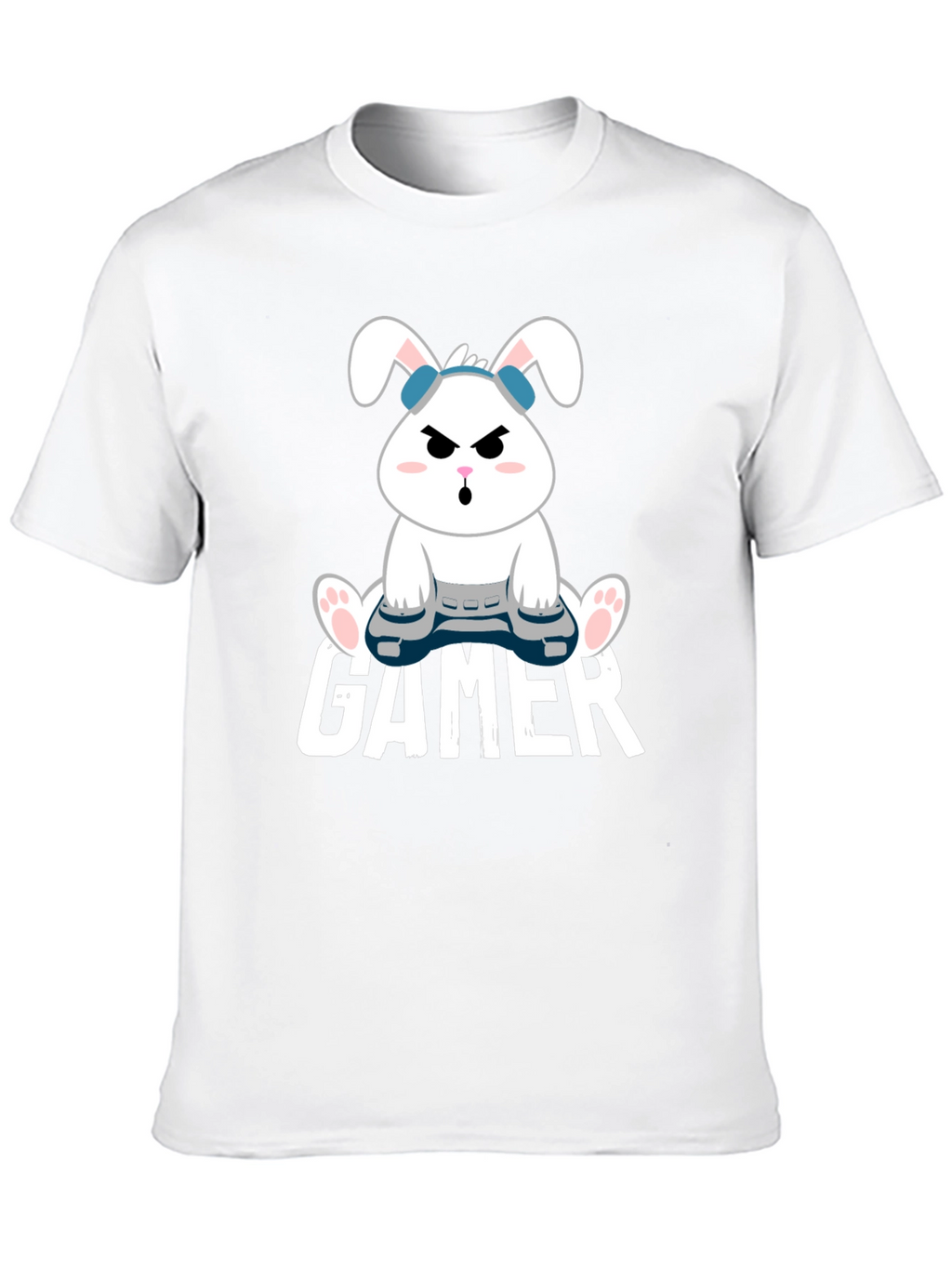 Gamer Bunny Black Cotton T-Shirt