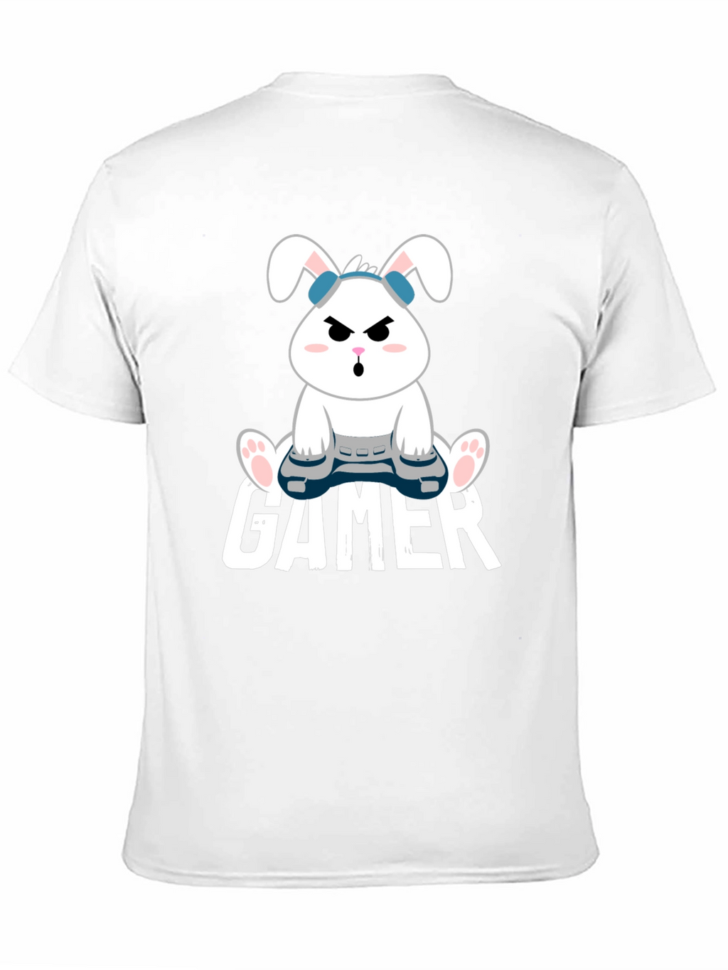 Gamer Bunny Black Cotton T-Shirt