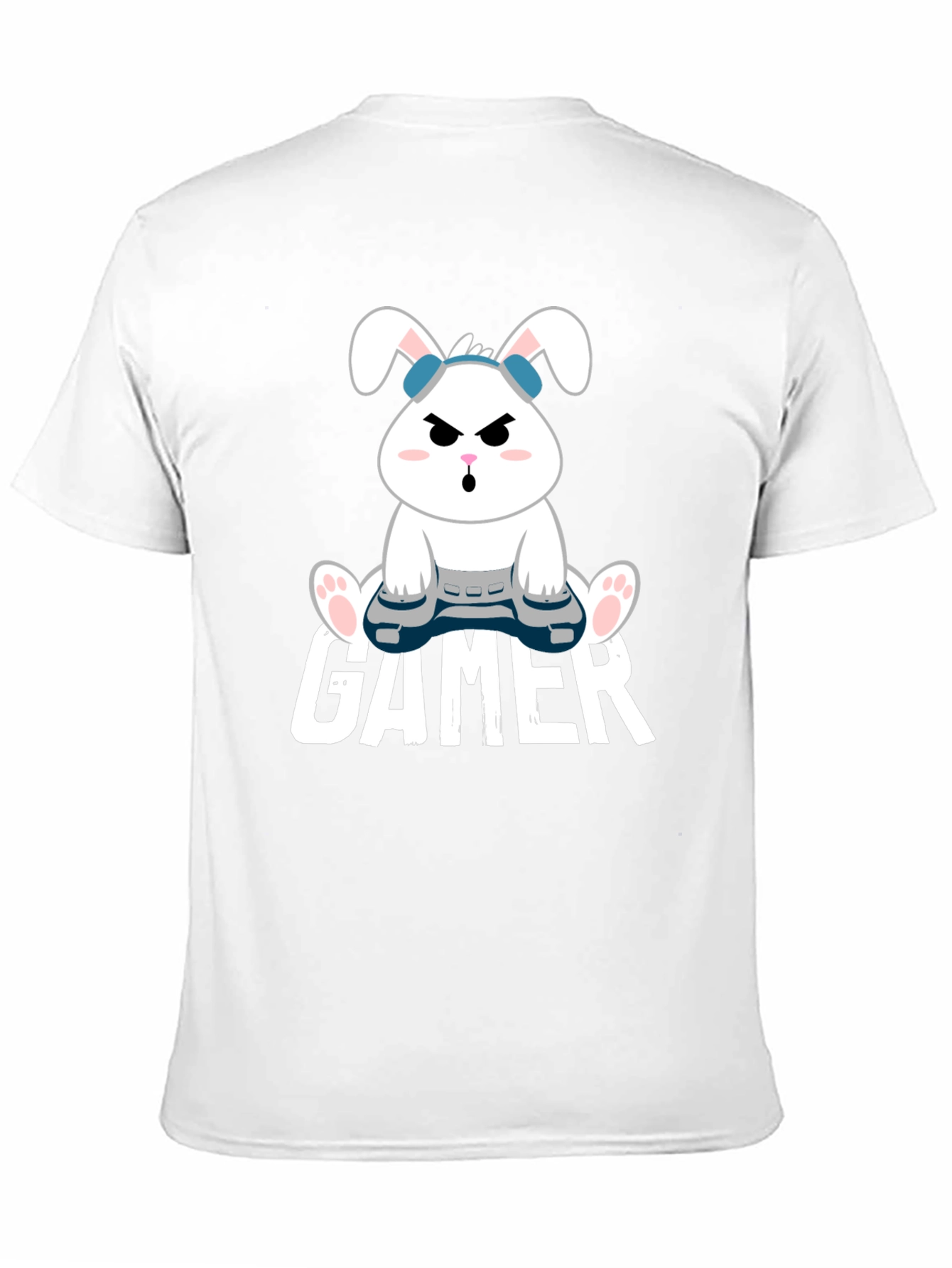 Gamer Bunny Black Cotton T-Shirt