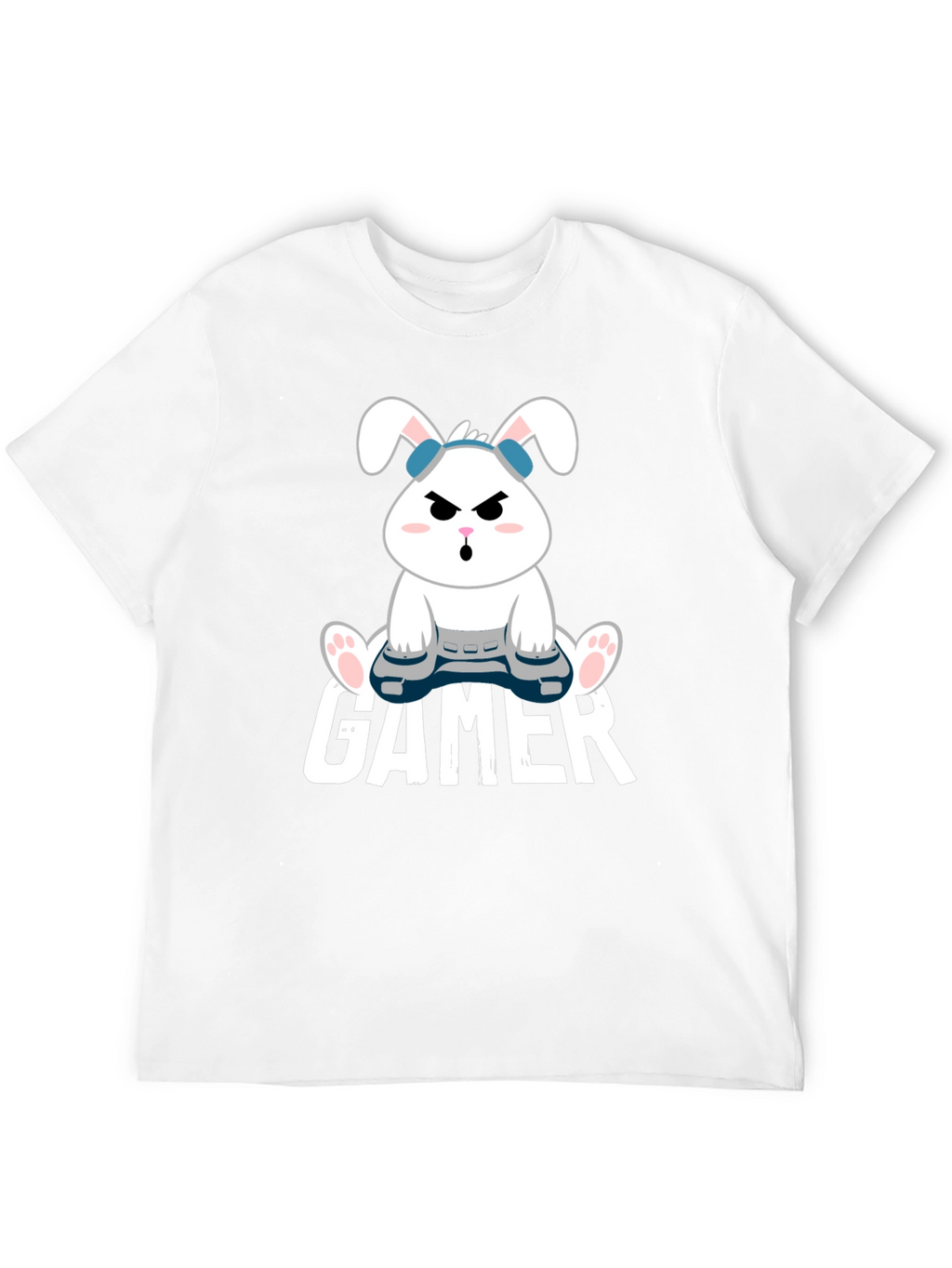 Gamer Bunny Black Cotton T-Shirt