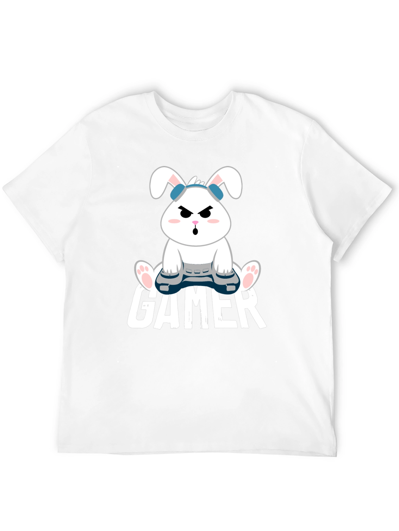 Gamer Bunny Black Cotton T-Shirt