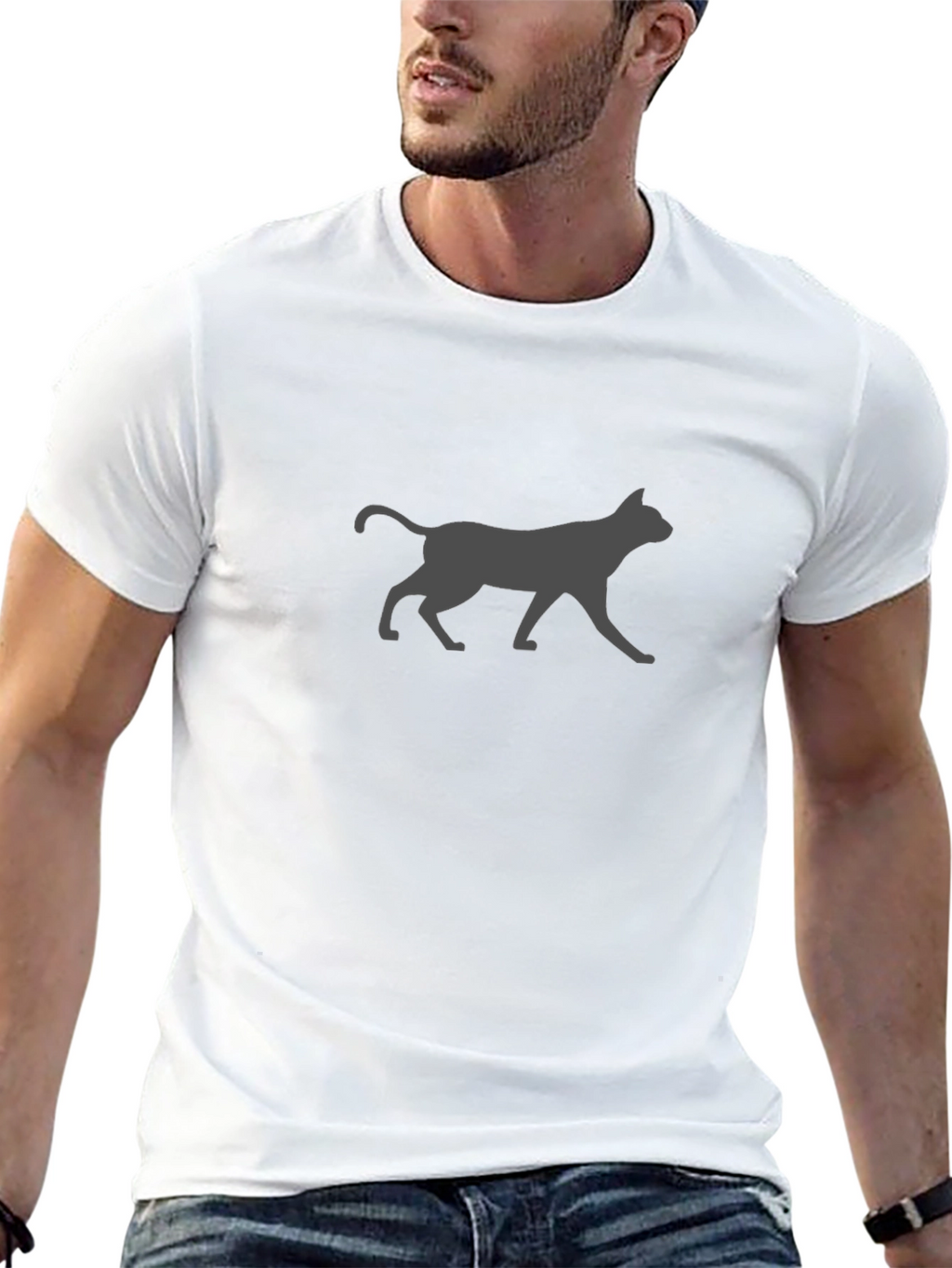 Mens Black Cat Silhouette Graphic Tee