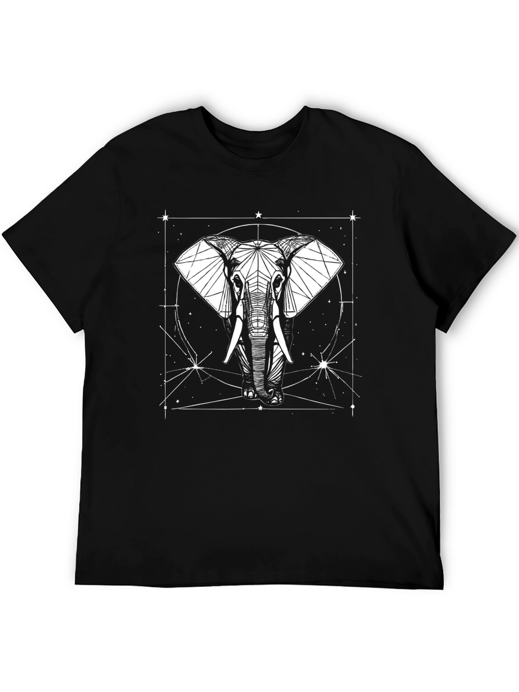 Geometric Elephant Graphic T-Shirt - Black