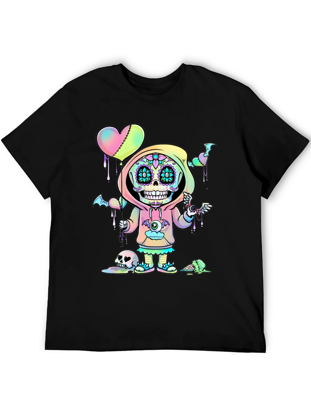 Sugar Skull Kid T-Shirt - Kawaii Pastel Goth Design