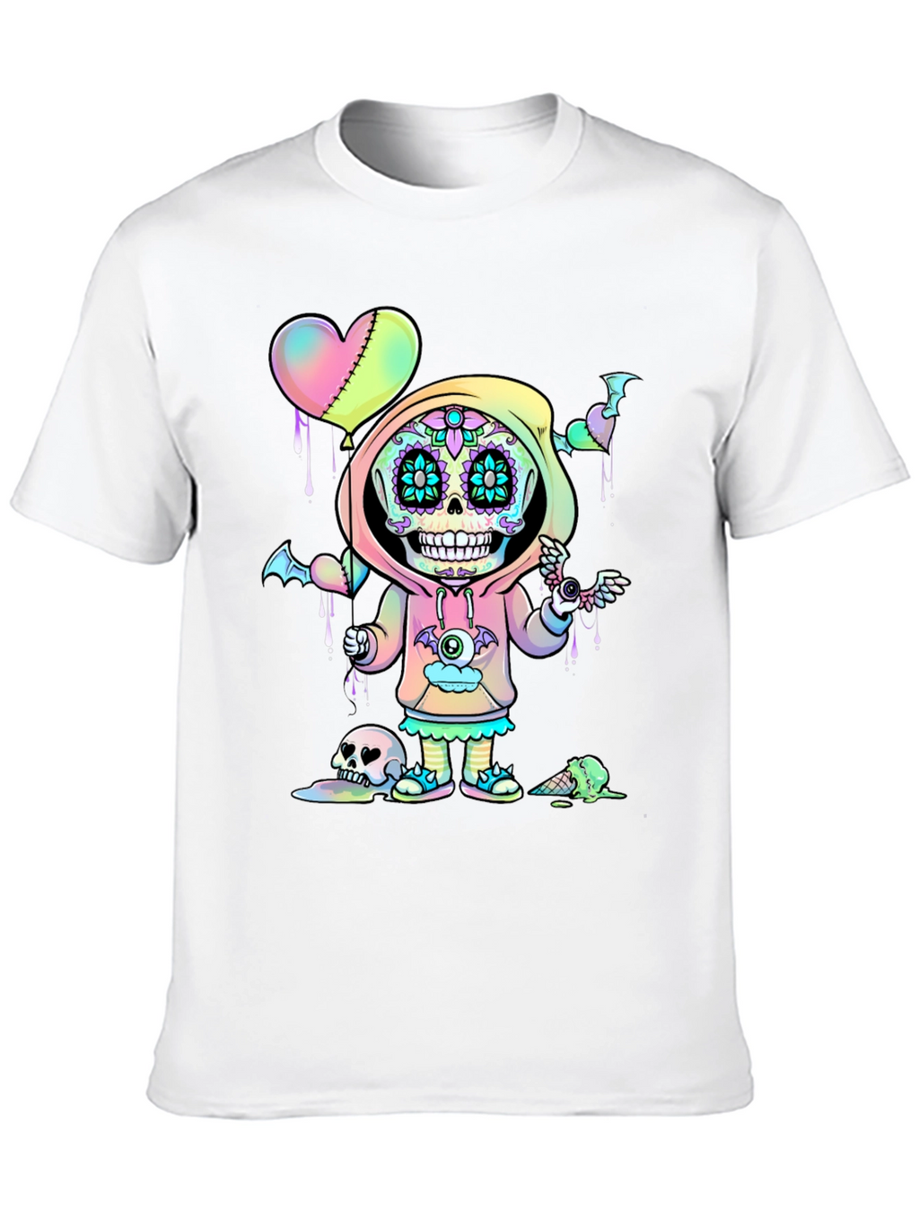 Sugar Skull Kid T-Shirt - Kawaii Pastel Goth Design