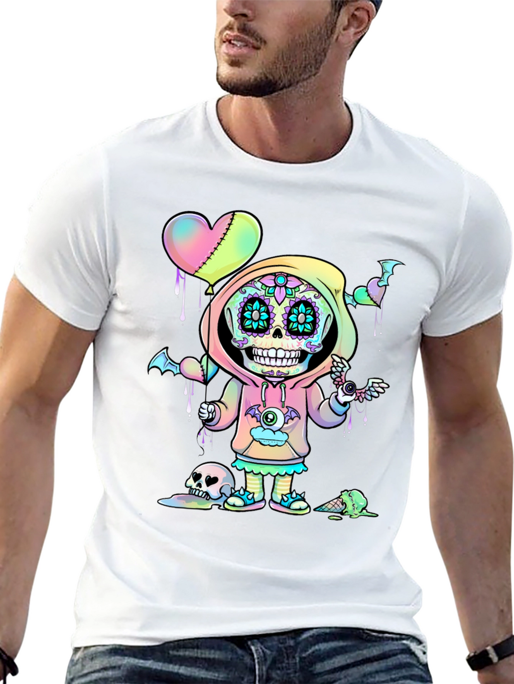Sugar Skull Kid T-Shirt - Kawaii Pastel Goth Design