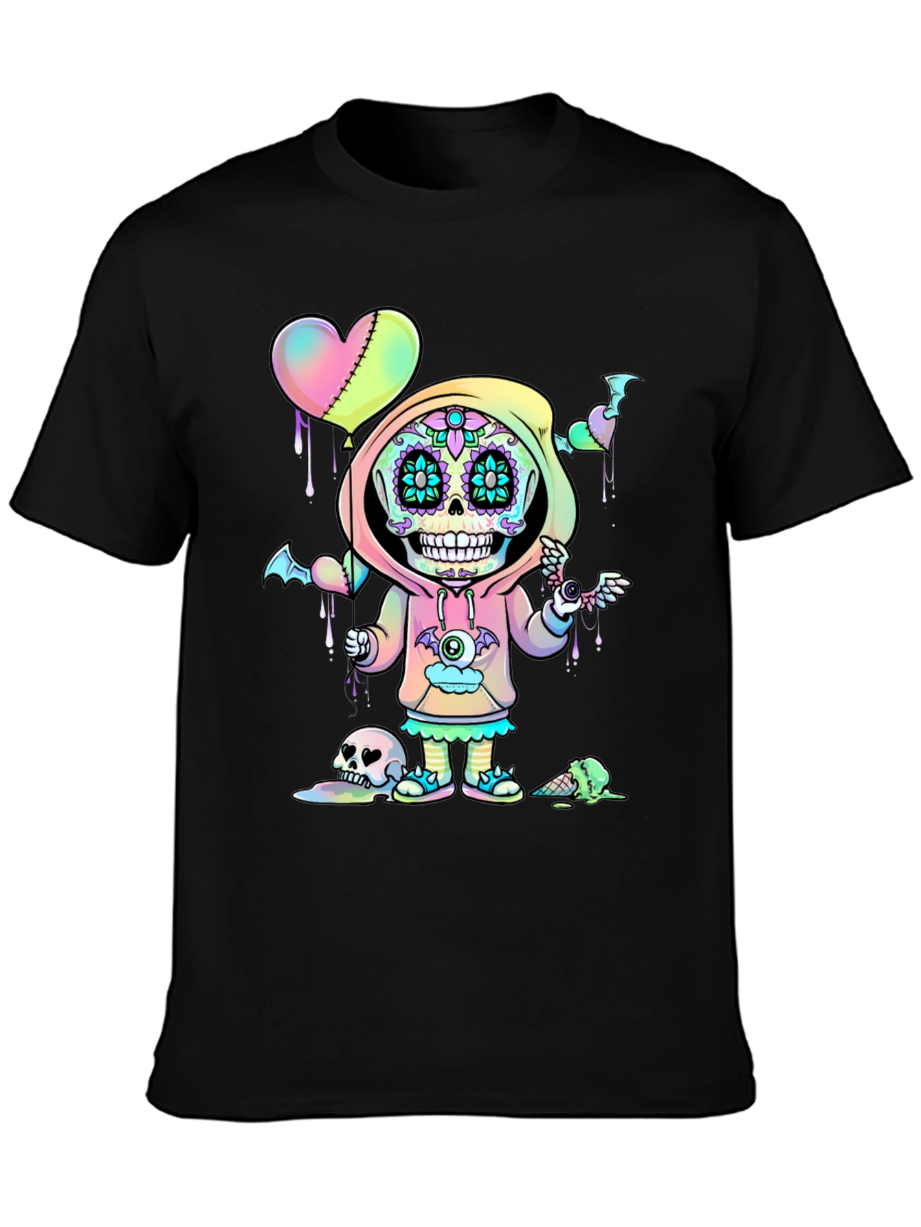 Sugar Skull Kid T-Shirt - Kawaii Pastel Goth Design