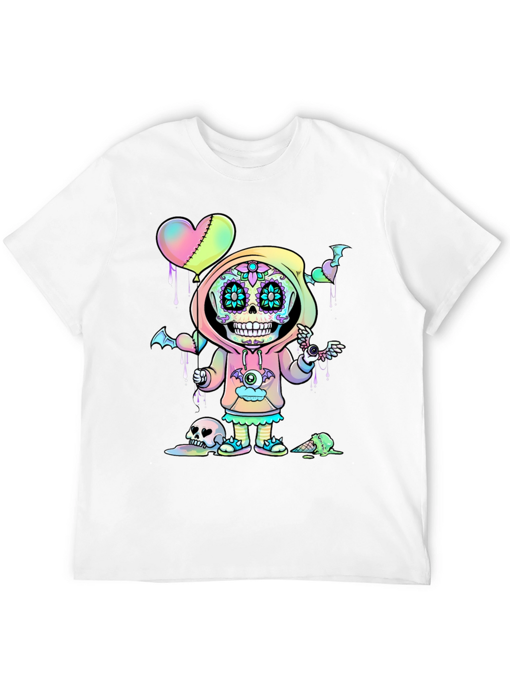 Sugar Skull Kid T-Shirt - Kawaii Pastel Goth Design