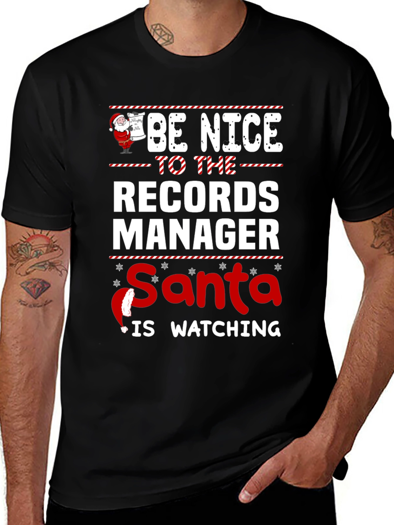 Be Nice To The Records Manager Santa T-Shirt