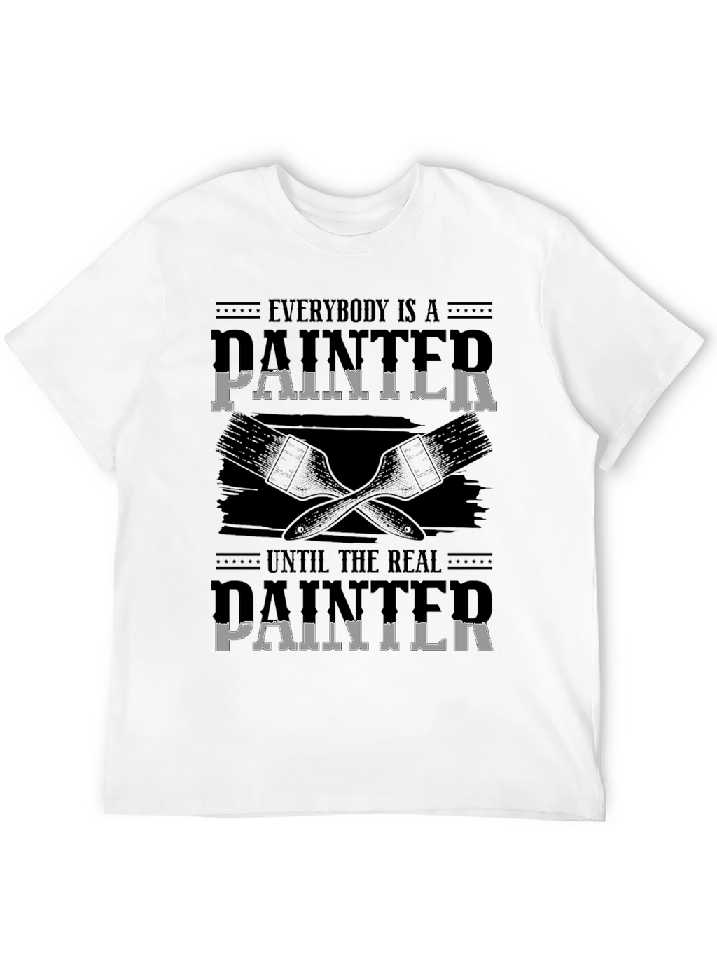 Humorous Real Painter Graphic Tee - Black Cotton