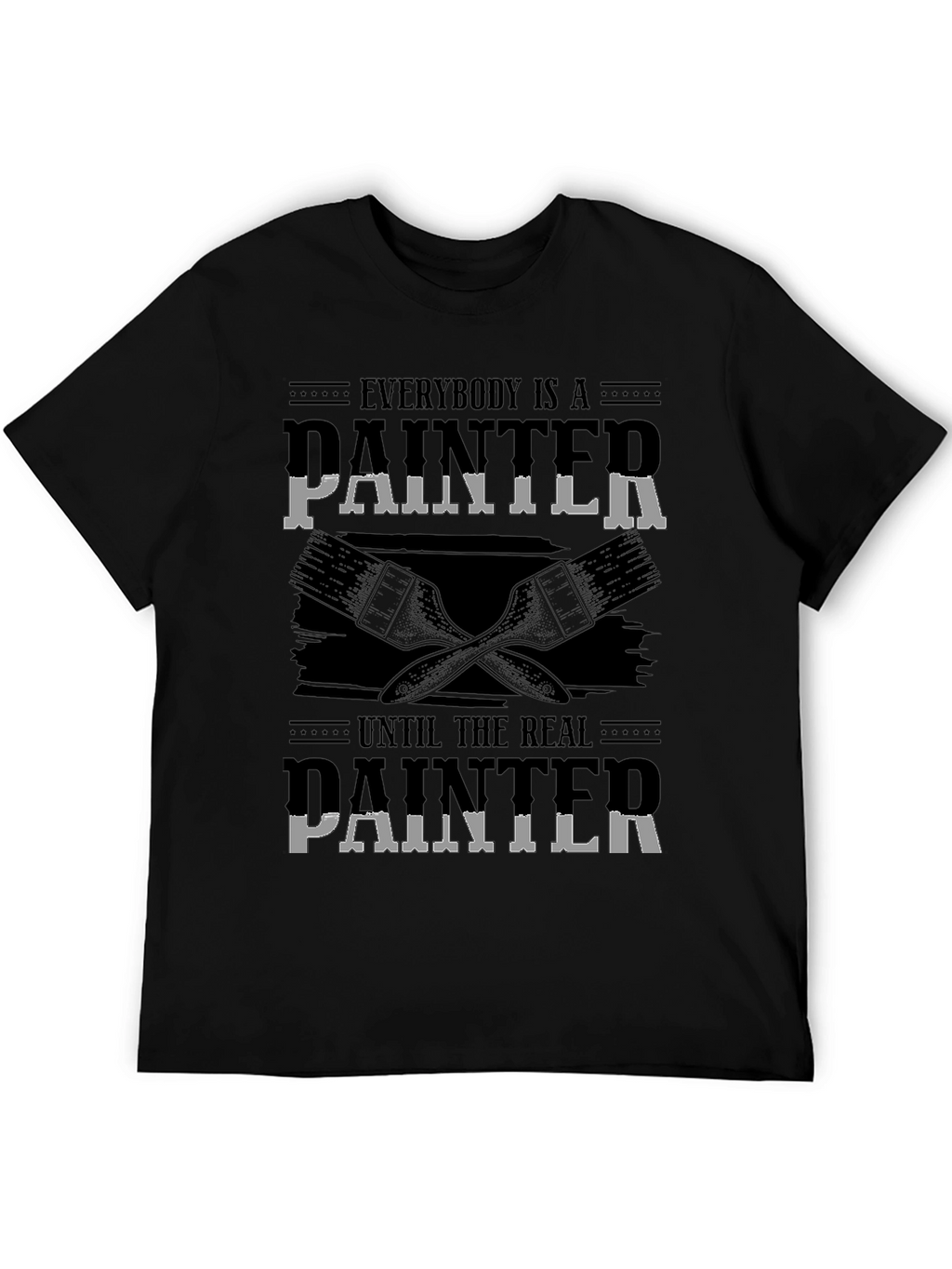 Humorous Real Painter Graphic Tee - Black Cotton
