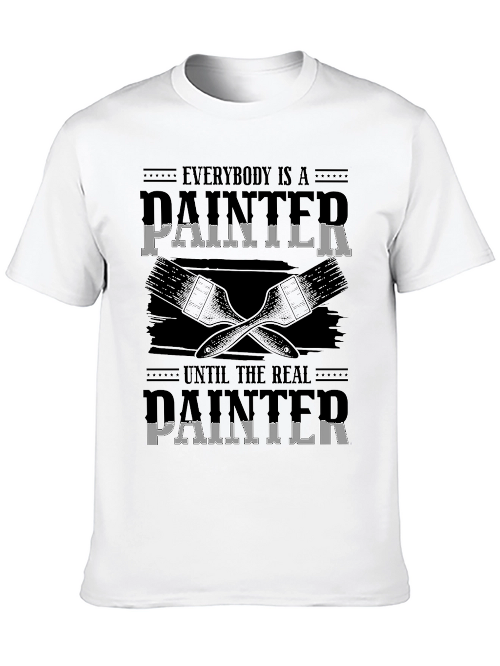 Humorous Real Painter Graphic Tee - Black Cotton