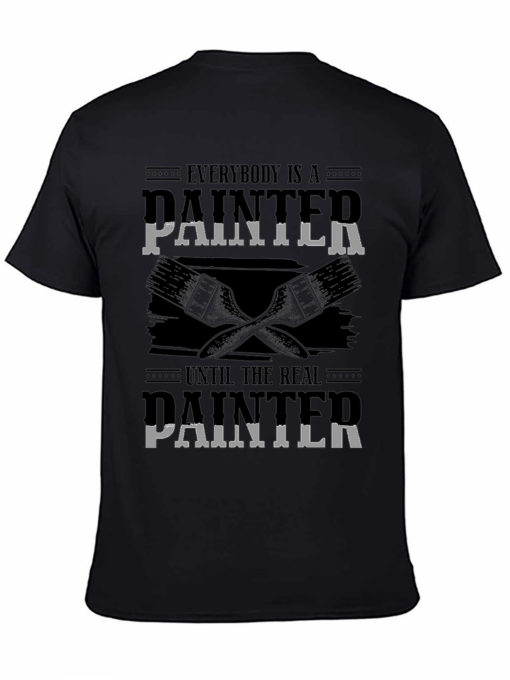Humorous Real Painter Graphic Tee - Black Cotton