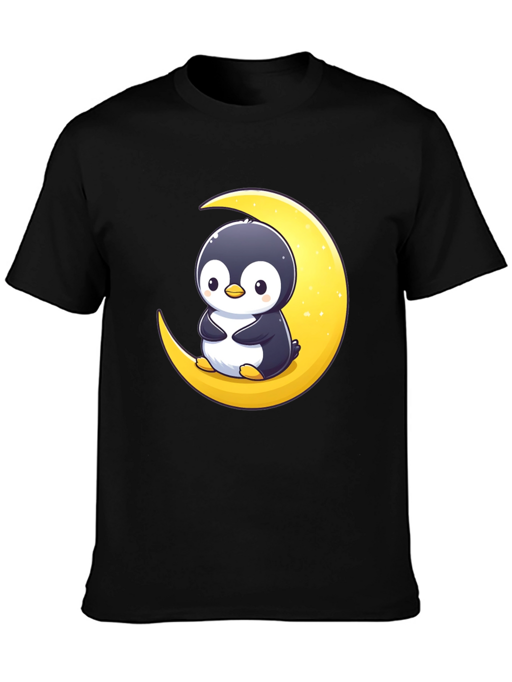 Penguin Moon Graphic Tee - Black Cotton T-Shirt