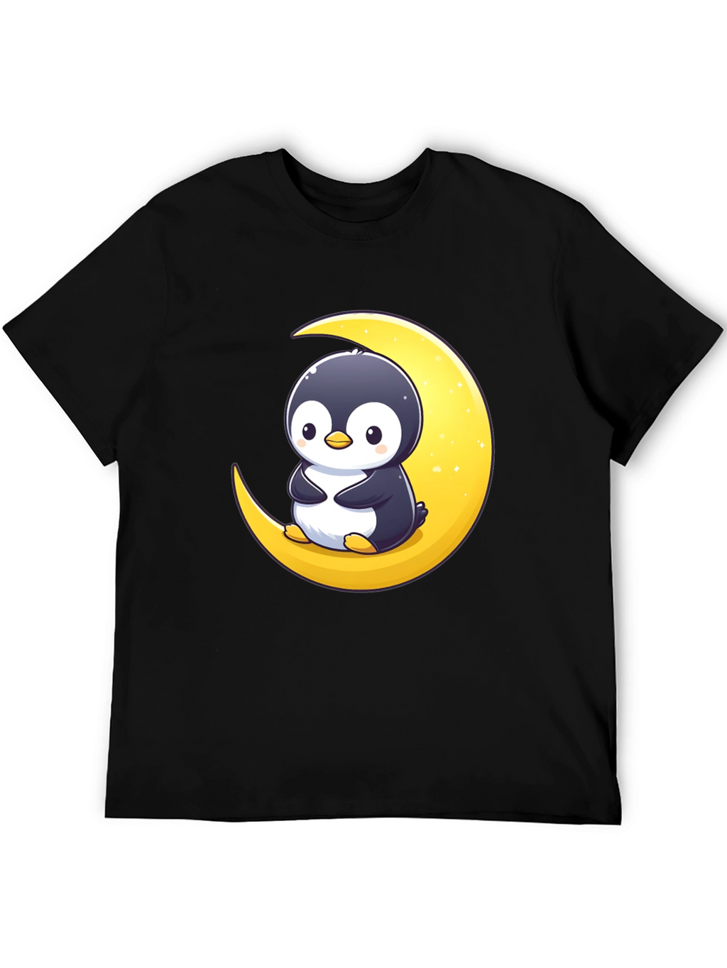 Penguin Moon Graphic Tee - Black Cotton T-Shirt