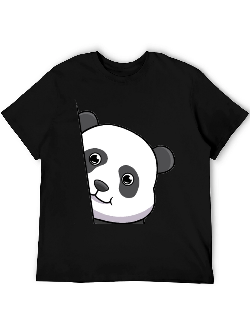 Cute Panda Peek Black T-Shirt - Unique Animal Tee