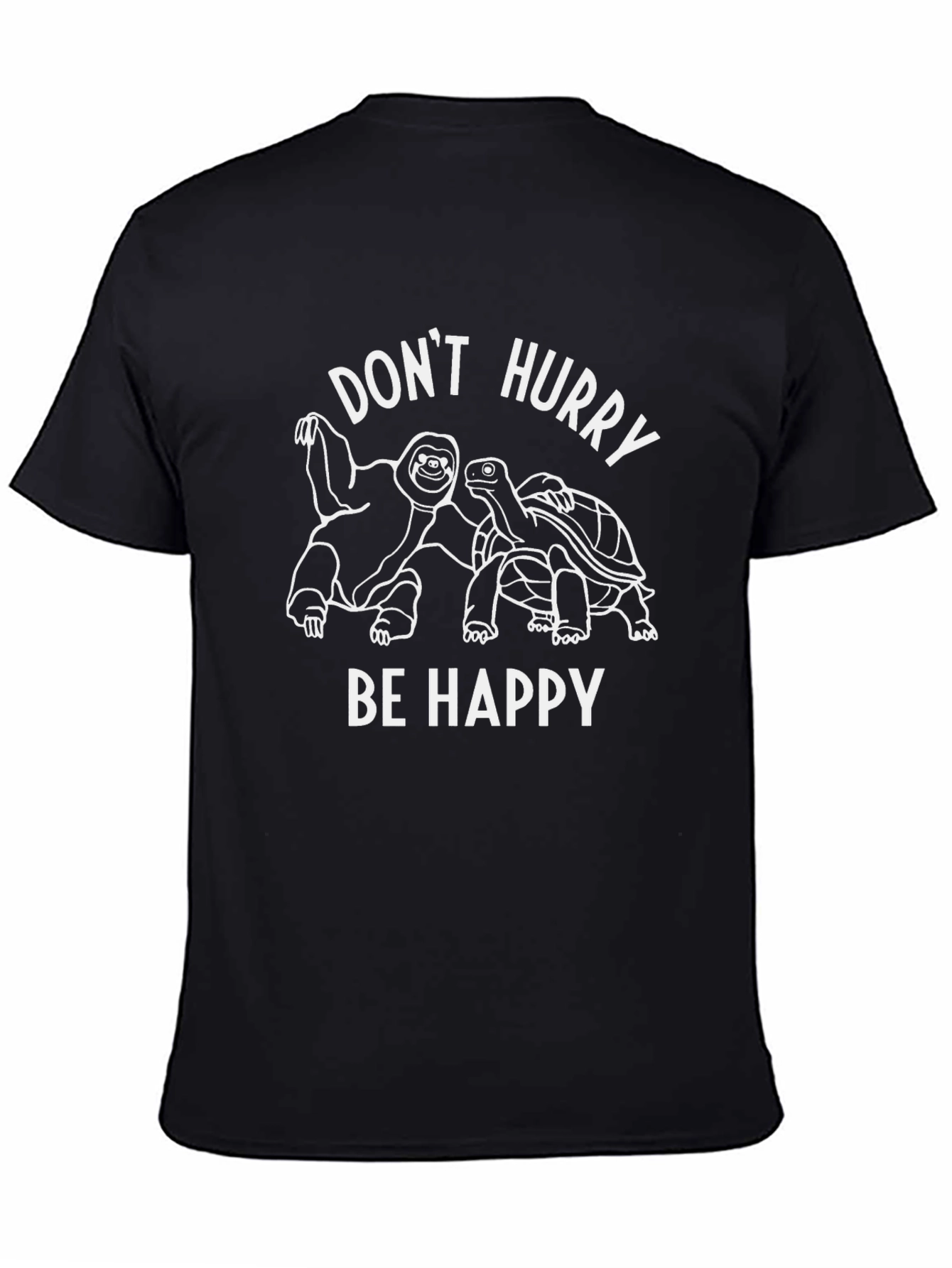 Dont Hurry Be Happy Black Graphic Tee
