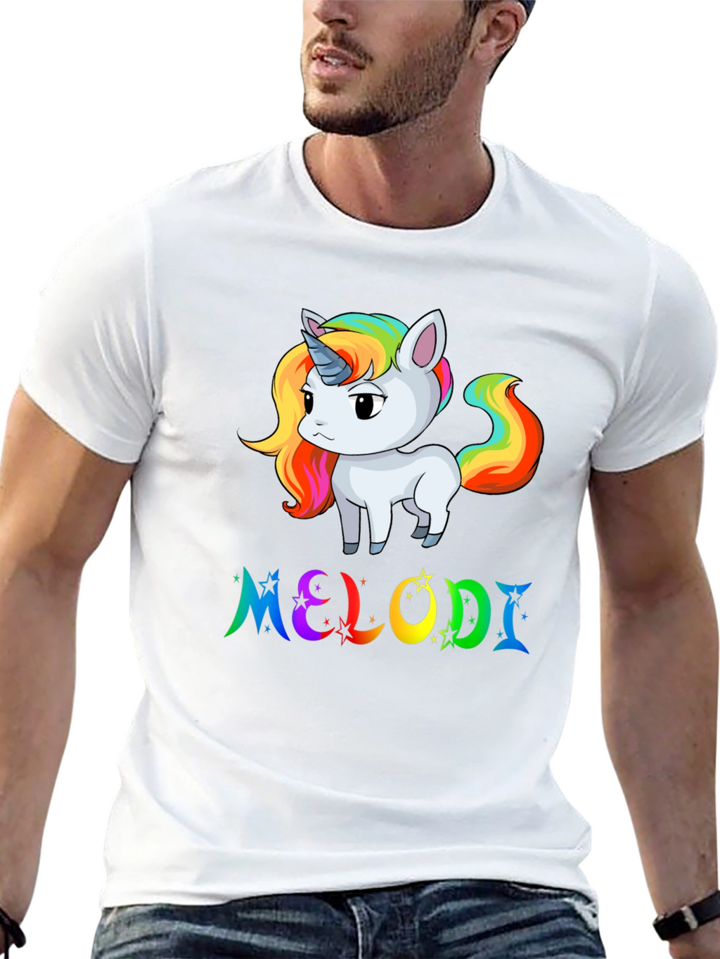 Unicorn Melodi Rainbow Black T-Shirt