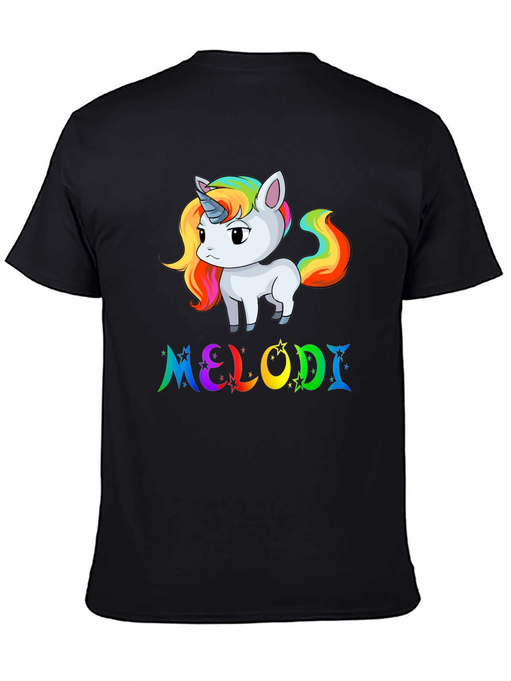 Unicorn Melodi Rainbow Black T-Shirt