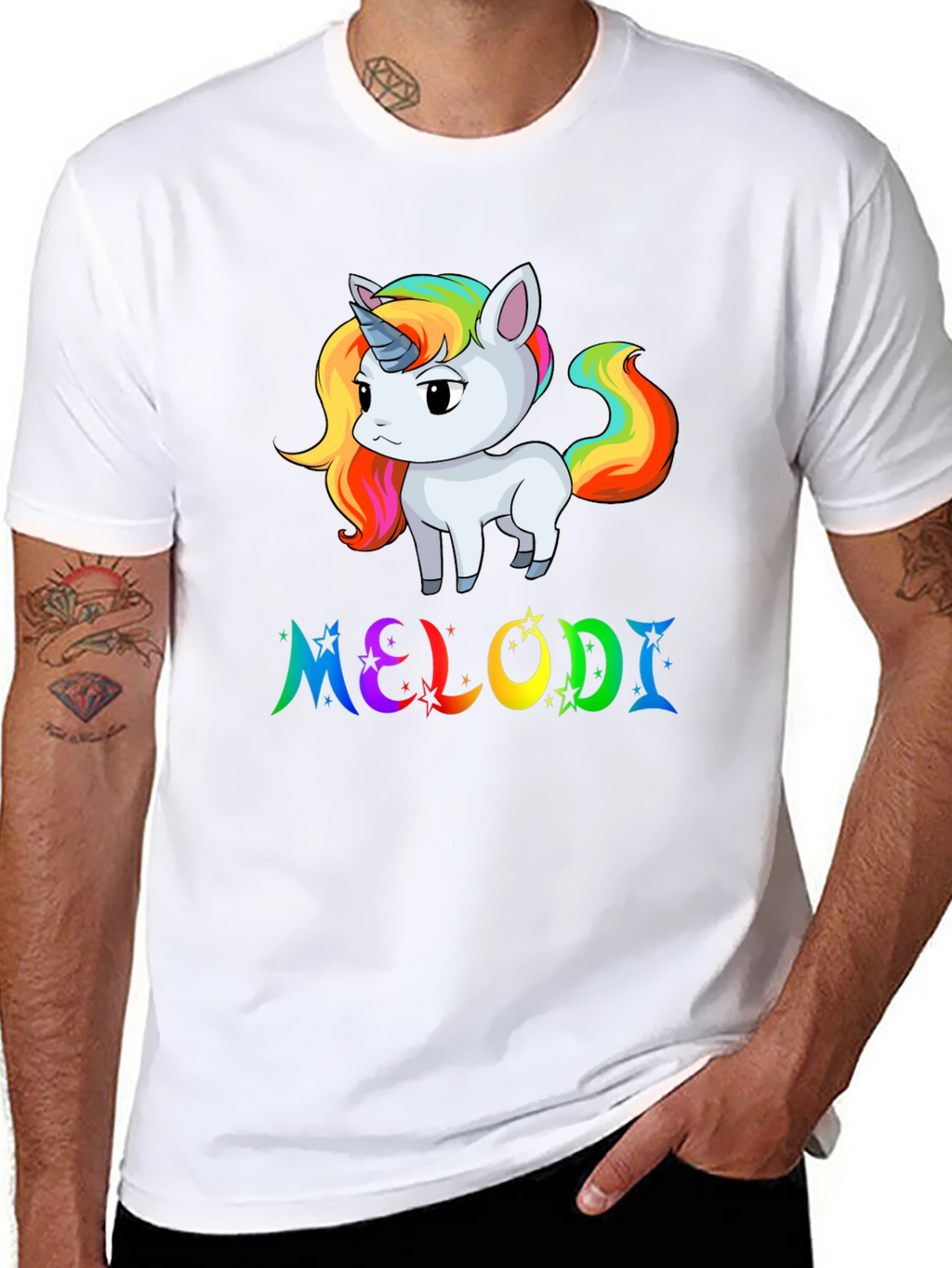 Unicorn Melodi Rainbow Black T-Shirt