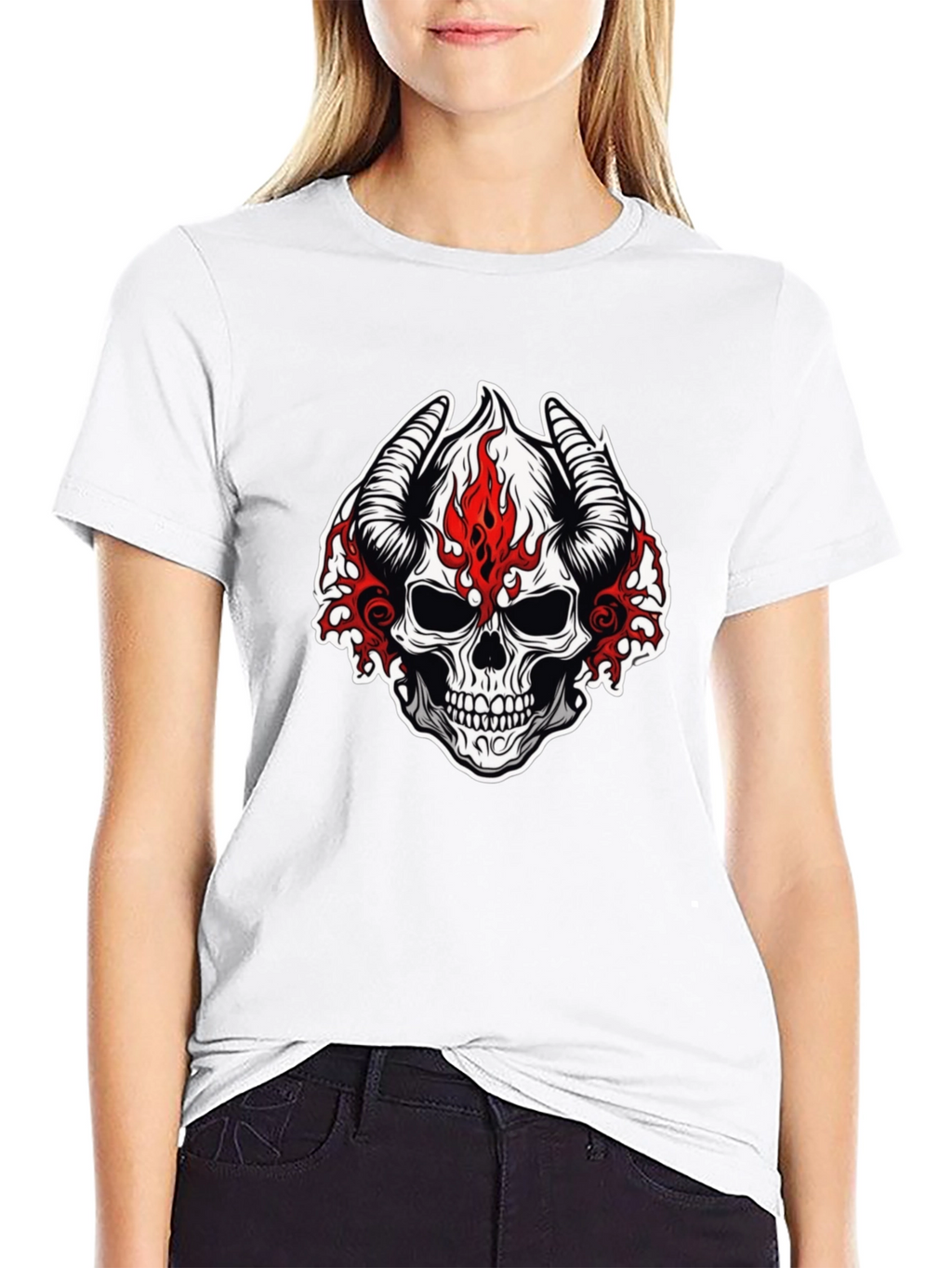 Skull with Horns Graphic T-Shirt