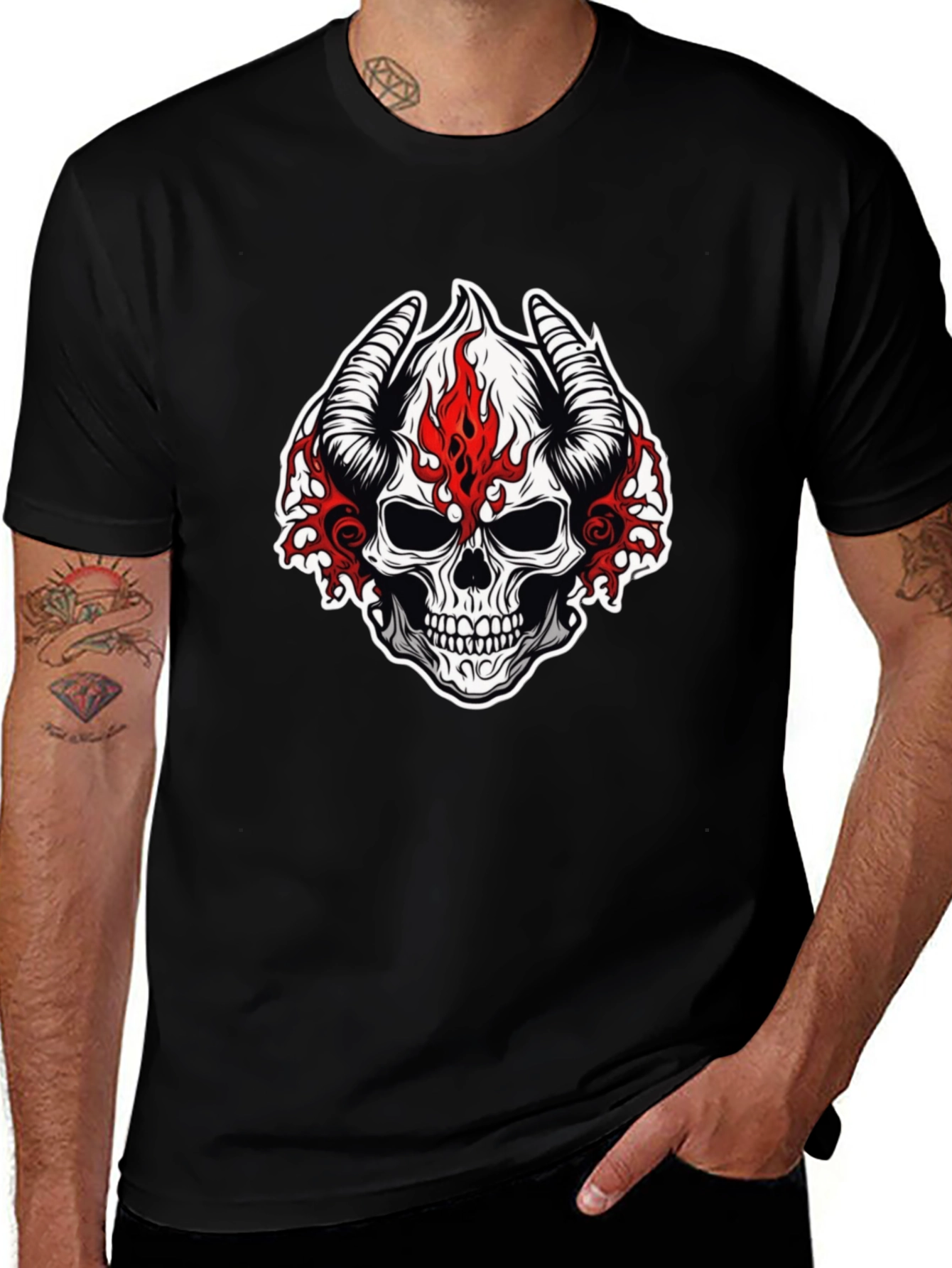 Skull with Horns Graphic T-Shirt