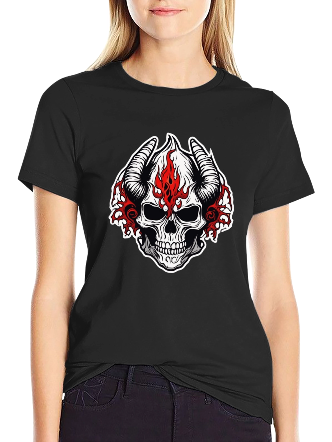 Skull with Horns Graphic T-Shirt