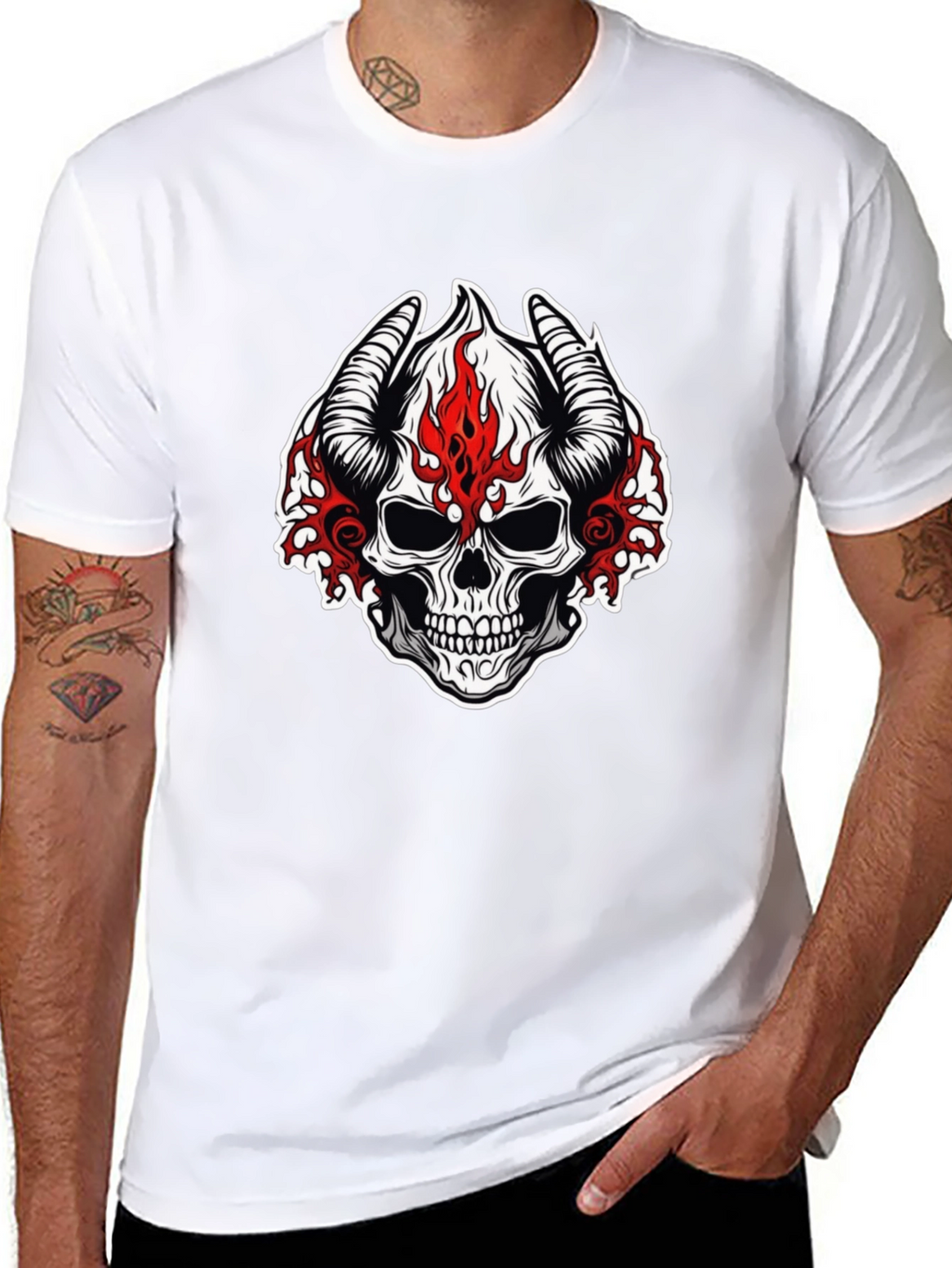 Skull with Horns Graphic T-Shirt