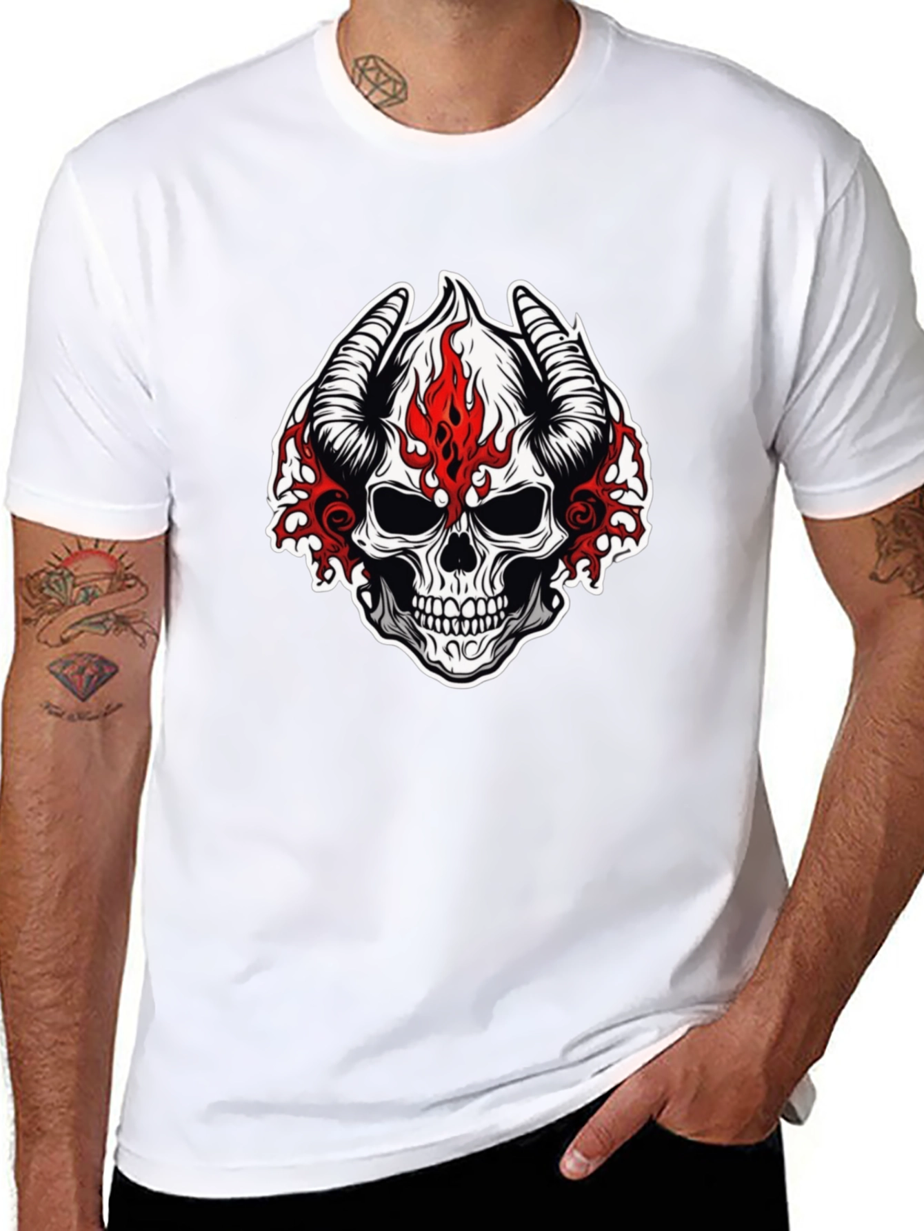 Skull with Horns Graphic T-Shirt