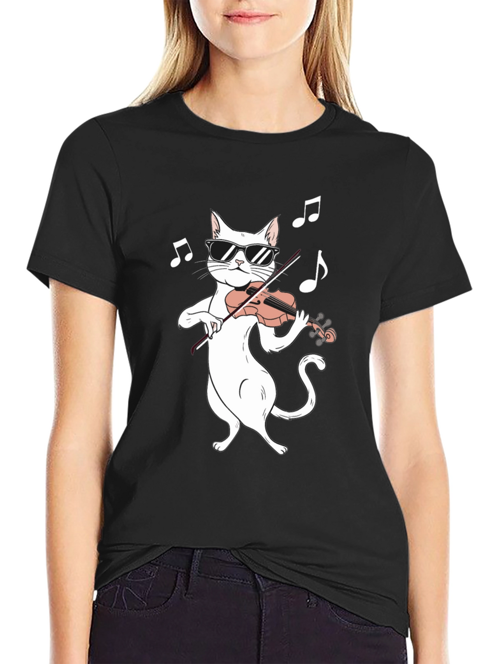 Cool Cat Violinist T-Shirt - Music Lover Tee
