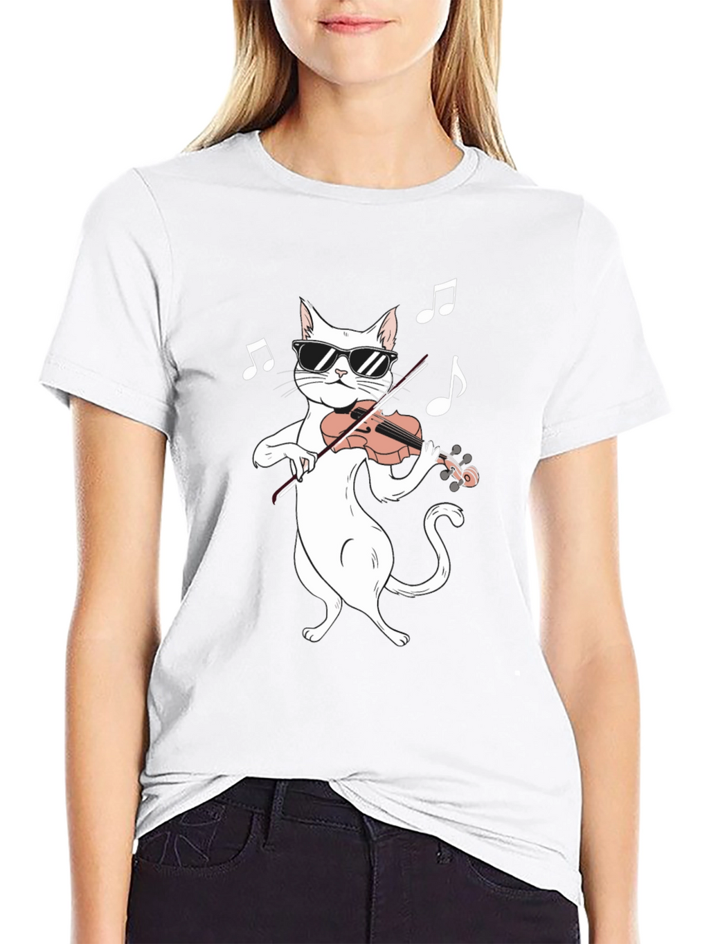 Cool Cat Violinist T-Shirt - Music Lover Tee