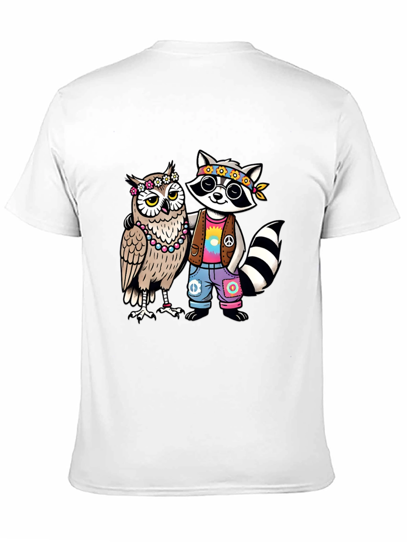 Hippie Owl & Raccoon Black T-Shirt