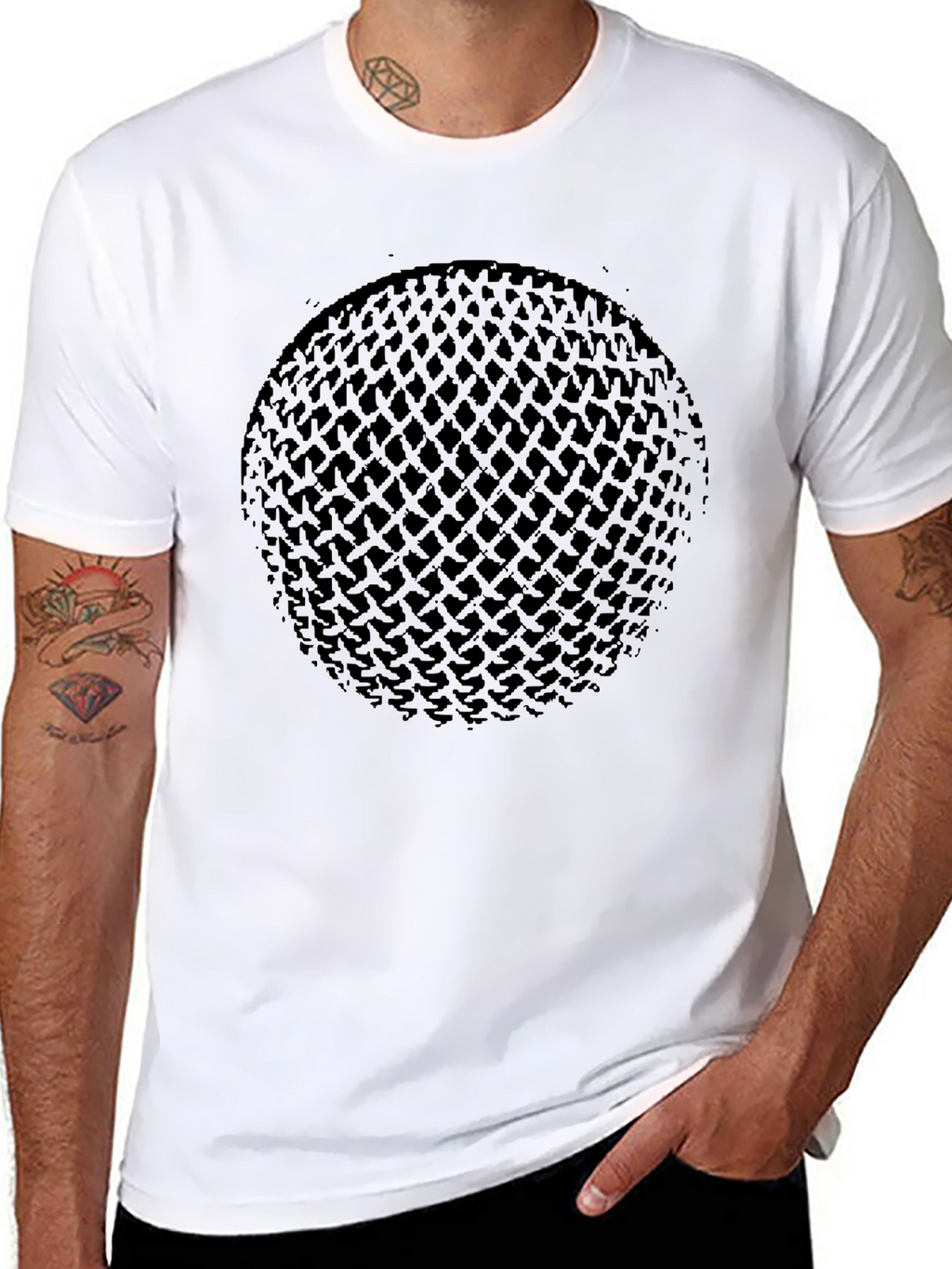 Mens Black Graphic Tee - Abstract Sphere Design