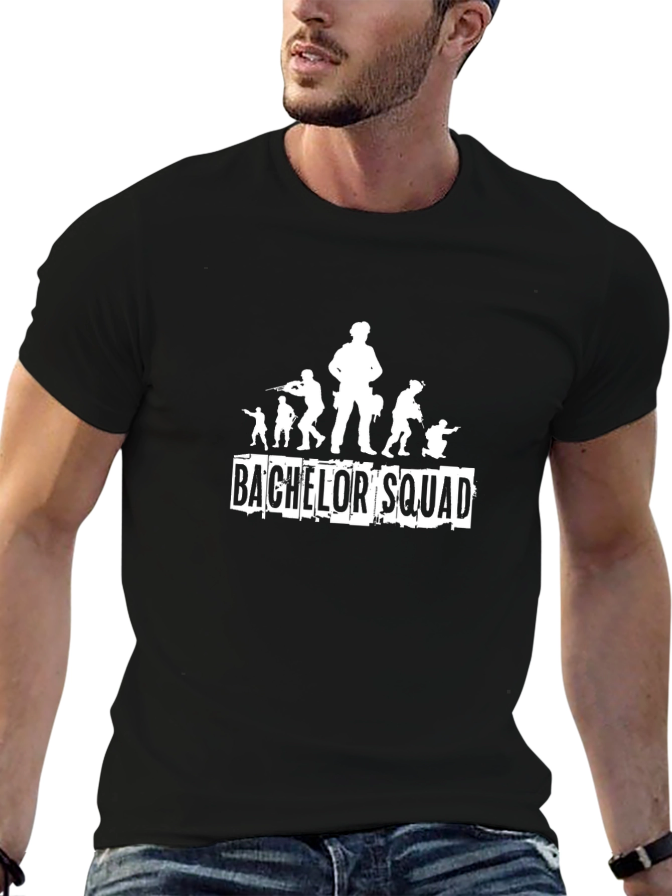 Bachelor Squad Graphic Print Tee - Black