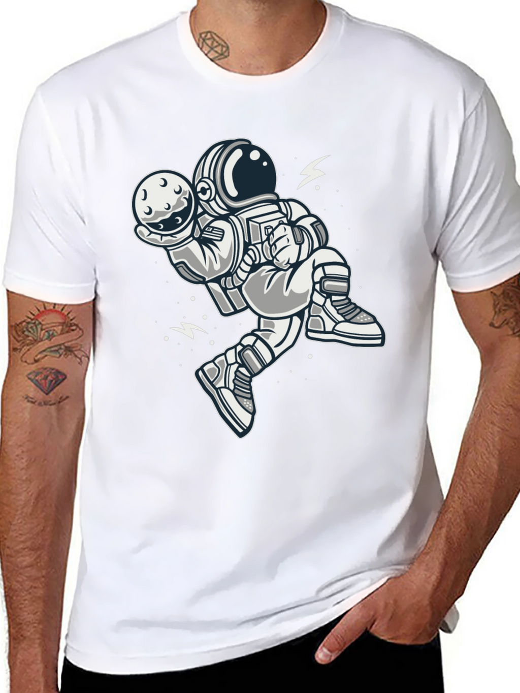 Astronaut Moon Graphic Tee - Black