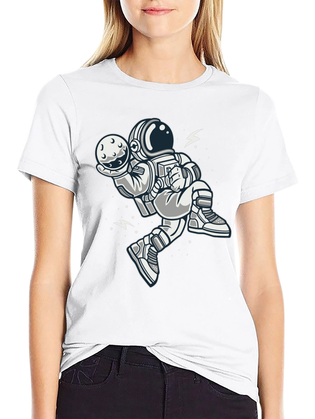 Astronaut Moon Graphic Tee - Black