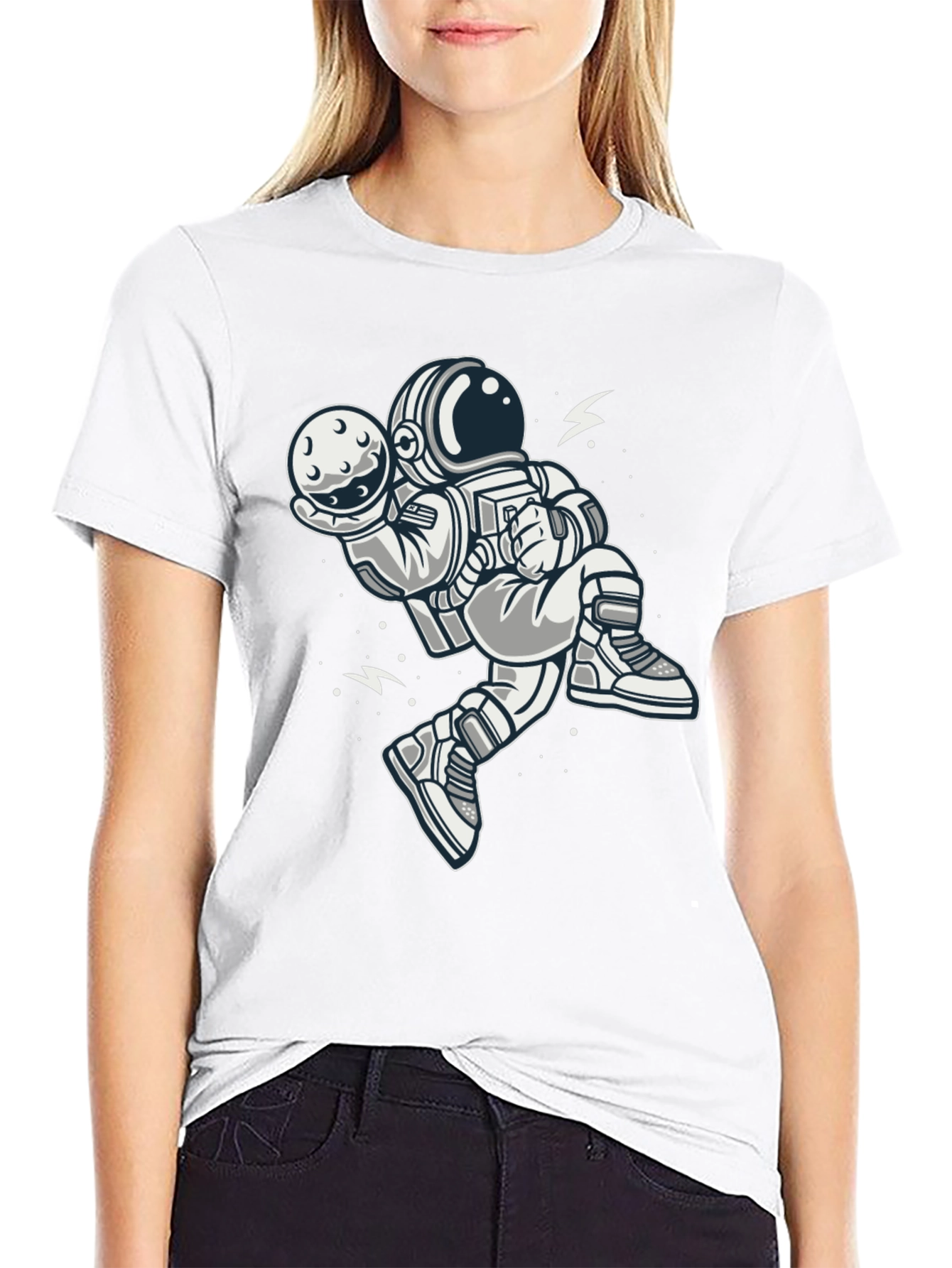Astronaut Moon Graphic Tee - Black