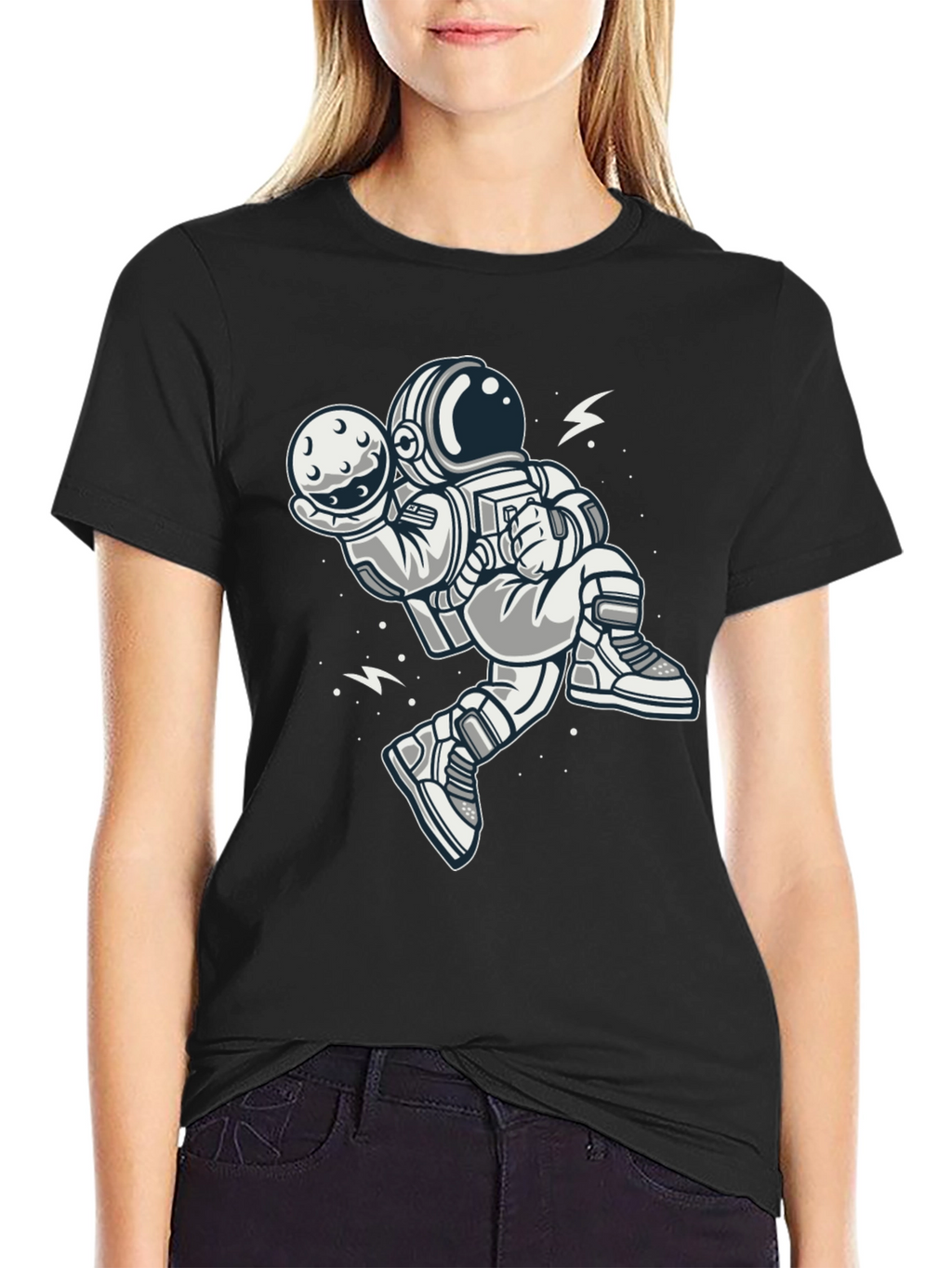 Astronaut Moon Graphic Tee - Black