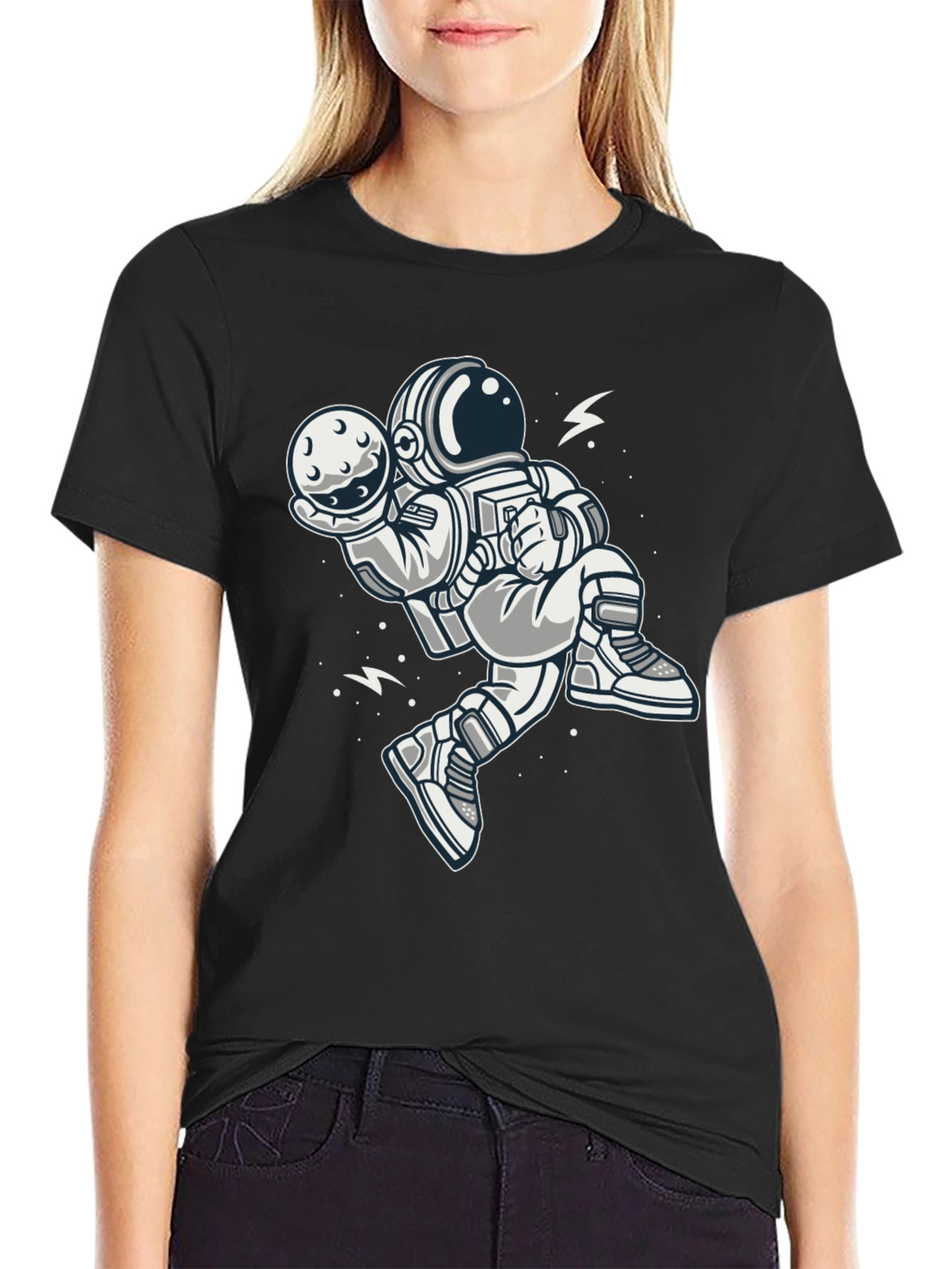 Astronaut Moon Graphic Tee - Black