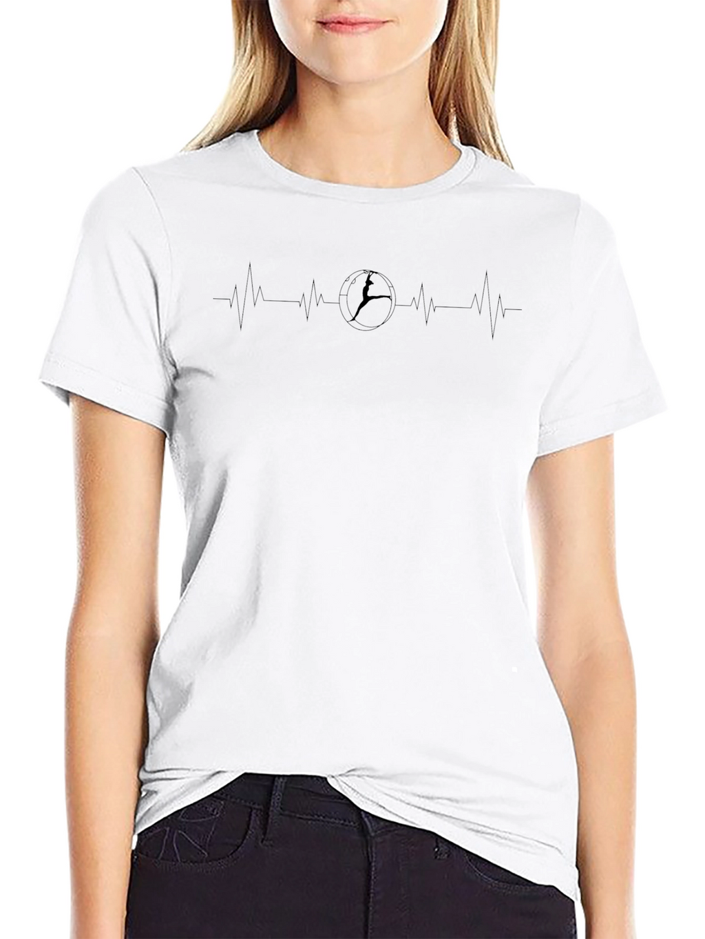 Heartbeat Gymnastics Tee - Black Graphic T-Shirt