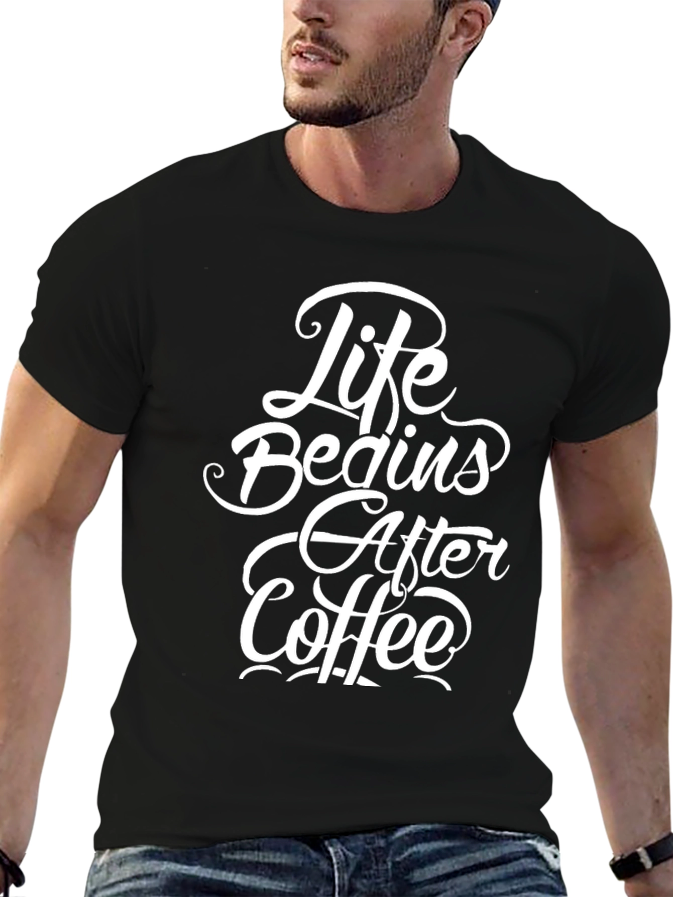 Life Begins After Coffee Graphic Tee - Black