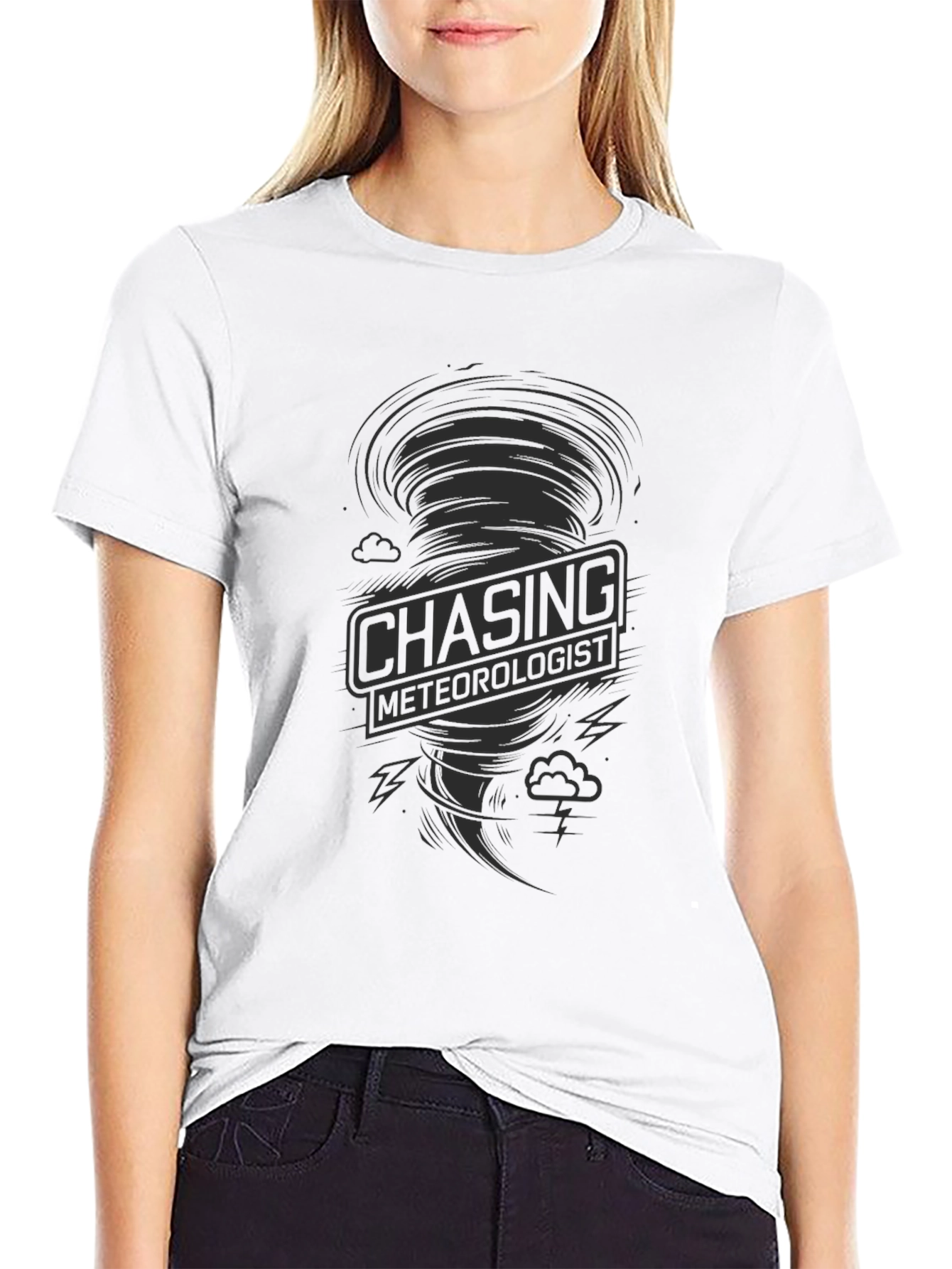 Chasing Meteorologist Black Graphic T-Shirt